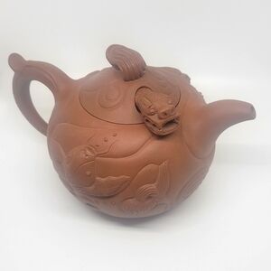Yching Brown Clay Teapot With Moving Dragon Head and Tail